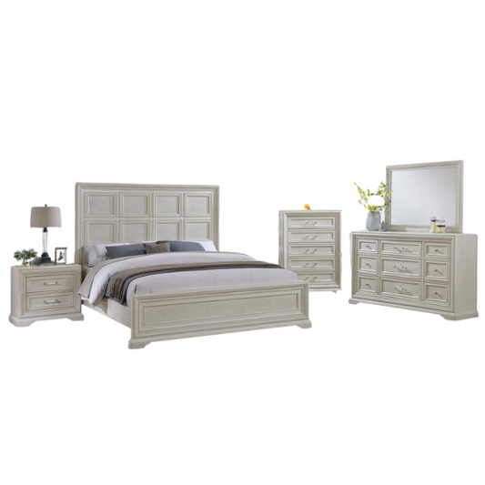 5-Piece Cream Panel Bedroom Set – Serene and Elegant Design for a Tranquil, Timeless Retreat