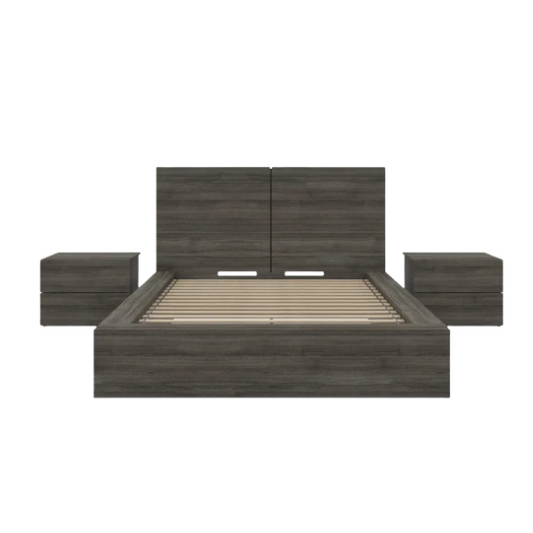 Modern 4-Piece Queen Bedroom Set with Platform Bed, Headboard, and 2 Drawer Nightstands