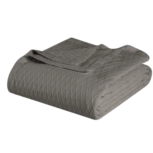 Grey Weave Cotton Blanket – Soft, Elegant & Breathable All-Season Comfort