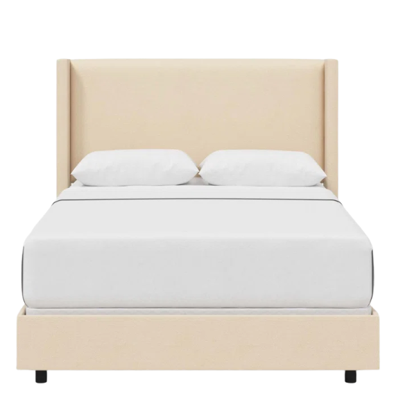 Cozy and Sleek Modern Queen Size Upholstered Wingback Bed