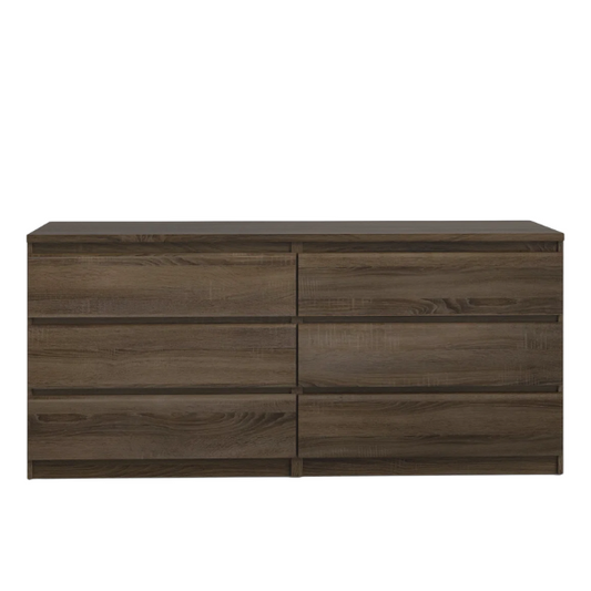 Versatile 60.5" 6-Drawer Double Dresser with Smooth Metal Glides and Clean-Lined Silhouette