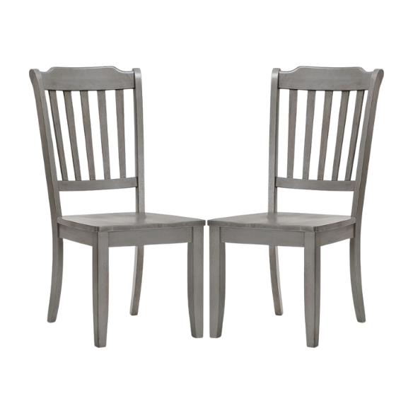 Slat-Back Solid Wood Dining Chairs – Set of 2 Farmhouse Kitchen or Dining Room Chairs
