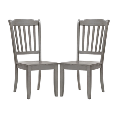 Slat-Back Solid Wood Dining Chairs – Set of 2 Farmhouse Kitchen or Dining Room Chairs