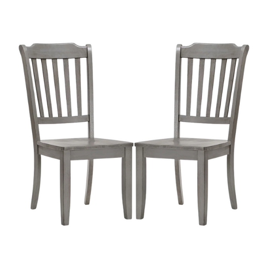 Slat-Back Solid Wood Dining Chairs – Set of 2 Farmhouse Kitchen or Dining Room Chairs