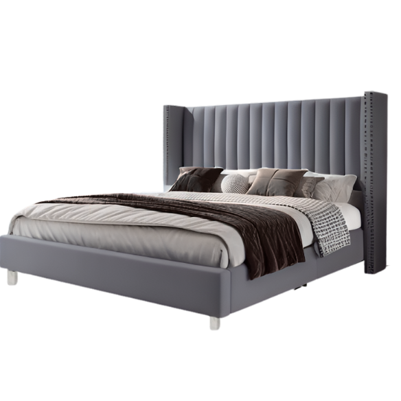 Velvet Upholstered Queen Size Platform Bed with Tufted Button Detail on Headboard