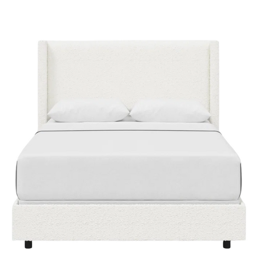 Cozy and Sleek Modern Queen Size Upholstered Wingback Bed