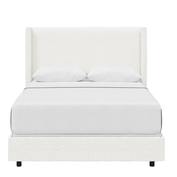 Cozy and Sleek Modern Queen Size Upholstered Wingback Bed