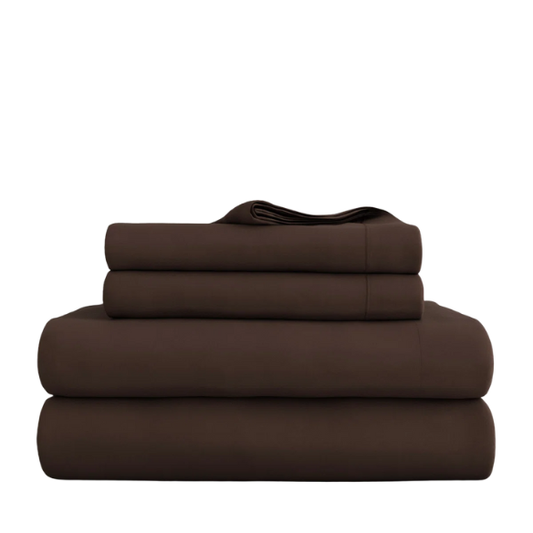 Brown Deep Pocket Microfiber Sheet Set – 4-Piece Soft, Wrinkle-Free Bedding with Pillowcases