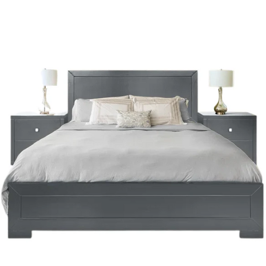 Modern Sophistication 2-Piece Queen Platform Bedroom Set with Sleek Headboard and Footboard in Solid Wood