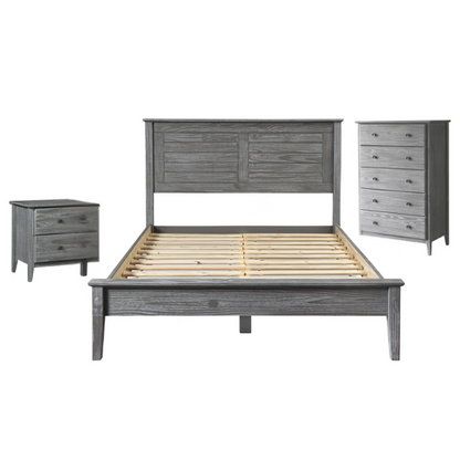 Elegant Wooden 3-Piece Full Double Size Bedroom Set – Includes Bed, Chest, and Two Nightstands with Timeless Craftsmanship