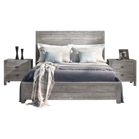 2-Piece Queen Panel Bedroom Set – Rustic Chic Design in 100% Solid Pine Wood from Sustainable Forests