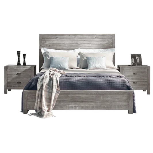 2-Piece Queen Panel Bedroom Set – Rustic Chic Design in 100% Solid Pine Wood from Sustainable Forests