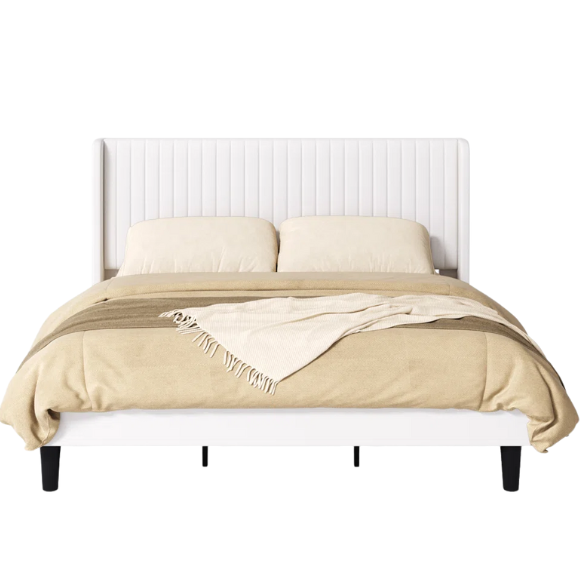 Luxurious King Size Upholstered Velvet Platform Bed with Modern Wingback Headboard – Heavy-Duty Steel Frame, No Box Spring Needed, and Ample Under-Bed Storage