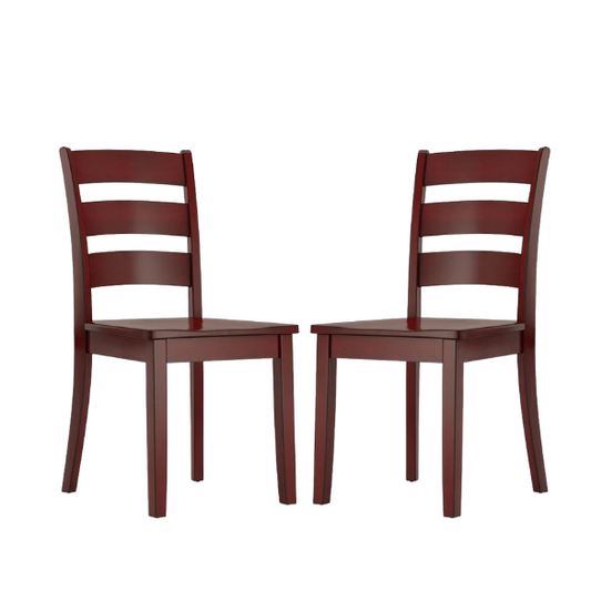 Farmhouse Ladder Back Dining Chairs – Set of 2 | Solid Wood, Distressed Finish