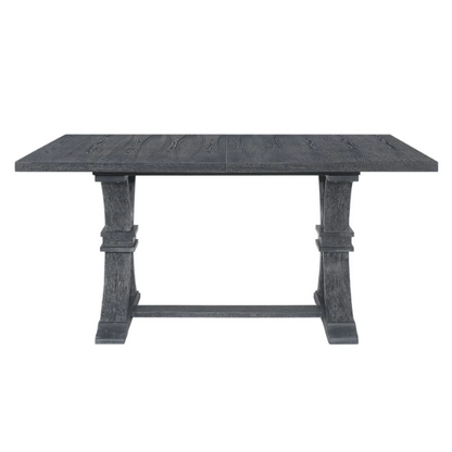 Rustic Wood Expandable Dining Table with X-Frame Base – Rubberwood Top, Extension Leaf, and Natural Rustic Design