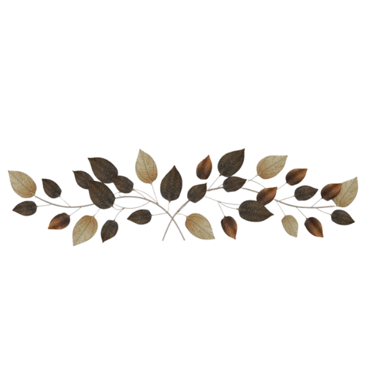 Textured Metal Leaf Wall Décor – Autumn-Inspired Bronze, Silver & Dark Gray Wall Sculpture for Traditional Home Décor