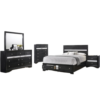 Elegant Full Size 5-Piece Bedroom Set – Featuring a Beautifully Crafted Headboard and Two Functional Storage Drawers for Added Convenience