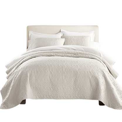 Elegant Floral Stitching Quilt Set – Ultra-Soft, Hypoallergenic, and Machine Washable Bedding for All Seasons