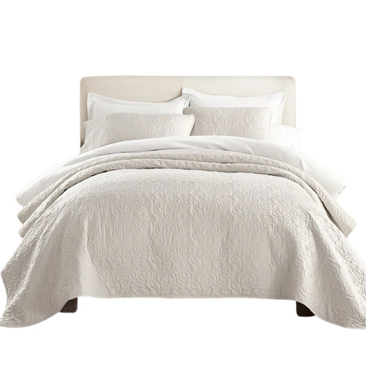Elegant Floral Stitching Quilt Set – Ultra-Soft, Hypoallergenic, and Machine Washable Bedding for All Seasons
