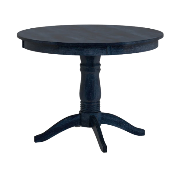 Round Pedestal Base Dining Table – Vintage Farmhouse Style with Distressed Finishes, Compact Design for Small Spaces, Timeless Classic Elegance