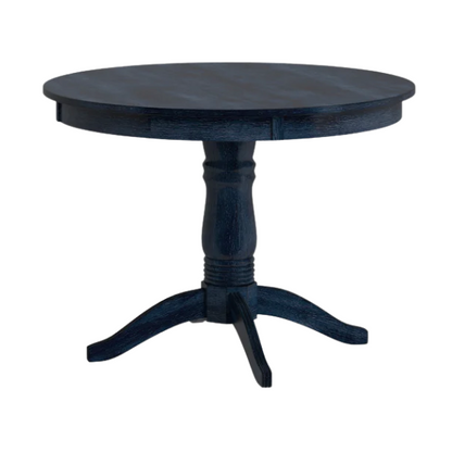 Round Pedestal Base Dining Table – Vintage Farmhouse Style with Distressed Finishes, Compact Design for Small Spaces, Timeless Classic Elegance