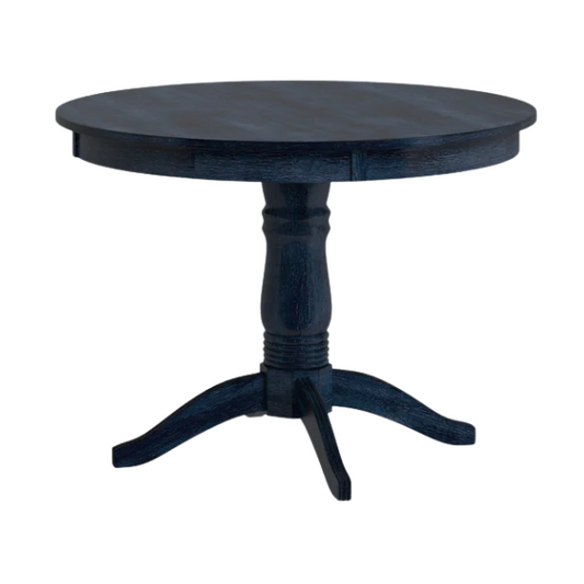 Round Pedestal Base Dining Table – Vintage Farmhouse Style with Distressed Finishes, Compact Design for Small Spaces, Timeless Classic Elegance