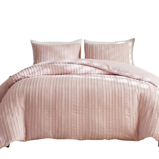 Luxurious Tufted Duvet Cover Set – Queen Size | Striped Textured Boho Bedding | Ultra-Soft Washed Microfiber | 3-Piece Set
