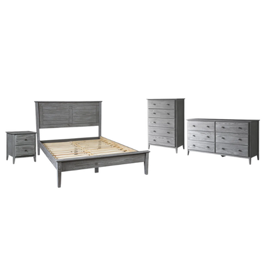 Brushed Wooden Full Double Size Bed and Bedroom Set – Elegant Design with Sturdy Construction and Rustic Charm