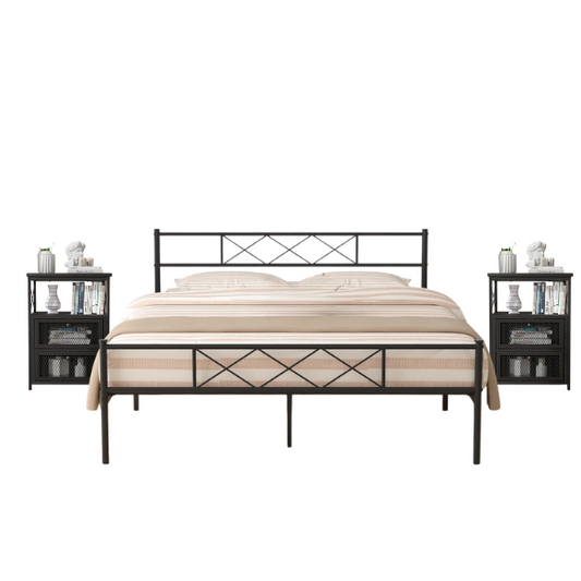 Metal Framed 3-Piece Full Double Size Bedroom Set – Sleek Design with Sturdy Frame and Modern Appeal