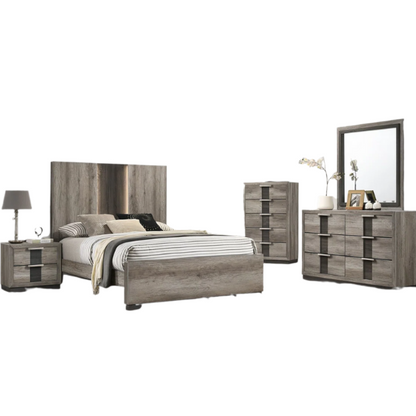 6-Piece Dark Grey Wooden Queen Bedroom Set – Modern Elegance with Sleek Storage Solutions