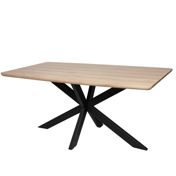 63-Inch Wood Dining Table with X-Cross Geometric Metal Base – Modern Rectangular Design, Durable MDF Top, and Sturdy Powder-Coated Base
