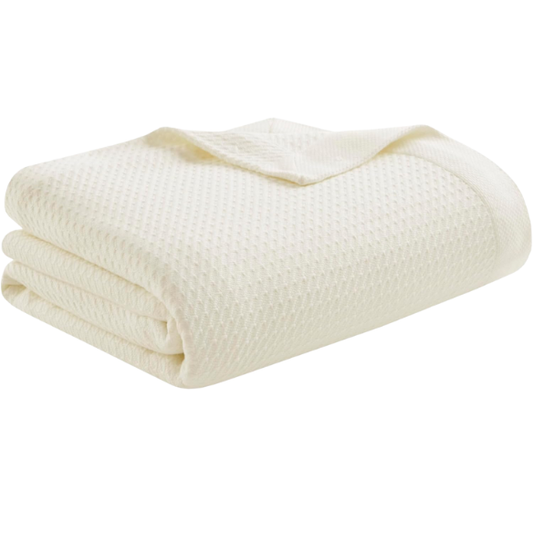 Ivory Egyptian Cotton Quilted Blanket – Soft, Breathable & All-Season Comfort