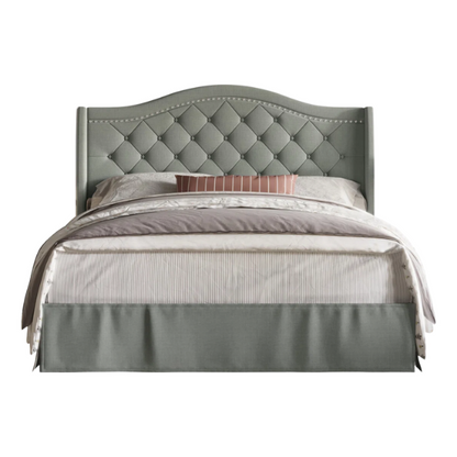 Elegant Upholstered Wingback Bed – Full/Double Size with Soft Polyester Fabric & Classic, Sophisticated Design