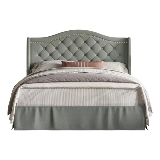 Elegant Upholstered Wingback Bed – Full/Double Size with Soft Polyester Fabric & Classic, Sophisticated Design