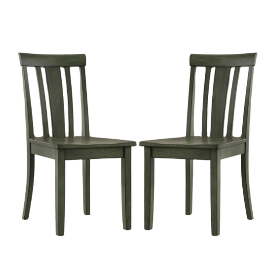 Set of 2 Farmhouse Slat Back Wooden Dining Side Chairs – Solid Wood, Rustic Kitchen or Dining Room Seating