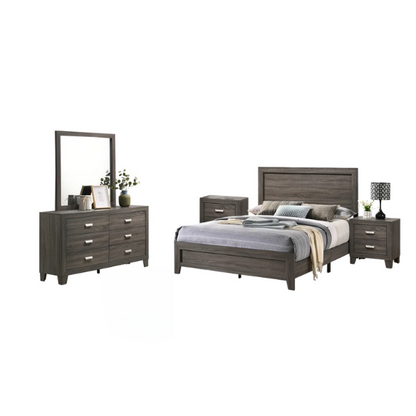Stylish Dark Grey Wooden 5-Piece Full Double Size Bedroom Set – Modern Design with Sturdy Construction and Sophisticated Finishes