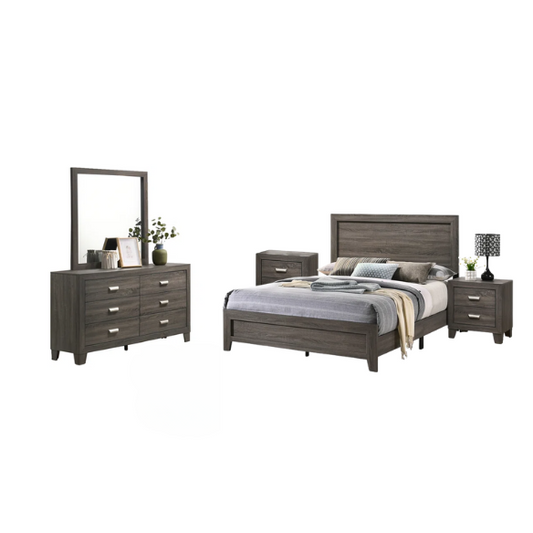 Stylish Dark Grey Wooden 5-Piece Full Double Size Bedroom Set – Modern Design with Sturdy Construction and Sophisticated Finishes