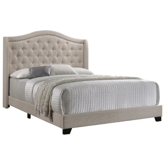 Button Tufted Upholstered Full Double Bed with Panel Headboard Design – Elegant and Comfortable with Premium Upholstery