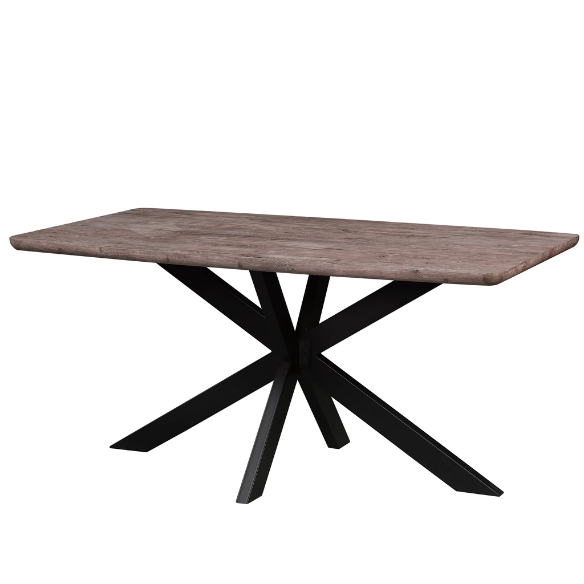 63-Inch Wood Dining Table with X-Cross Geometric Metal Base – Modern Rectangular Design, Durable MDF Top, and Sturdy Powder-Coated Base