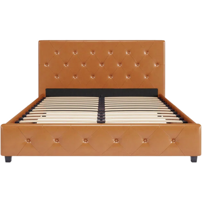 Luxurious Faux Leather Platform Bed – Full Double Size with Sleek Modern Design