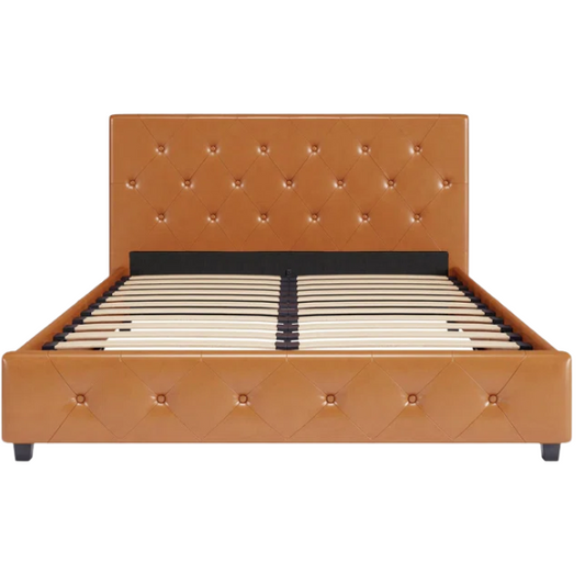 Luxurious Faux Leather Platform Bed – Full Double Size with Sleek Modern Design