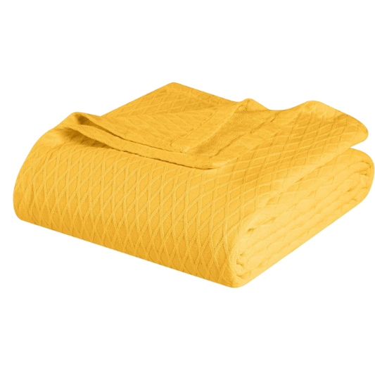 Yellow Weave Cotton Blanket – Soft, Elegant & Breathable All-Season Comfort