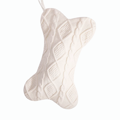White Knit Christmas Stocking – Cozy Holiday Decor, Gift Bag & Pet-Friendly Treat Holder