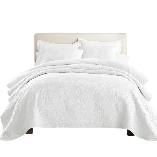 Elegant Floral Stitching Quilt Set – Ultra-Soft, Hypoallergenic, and Machine Washable Bedding for All Seasons