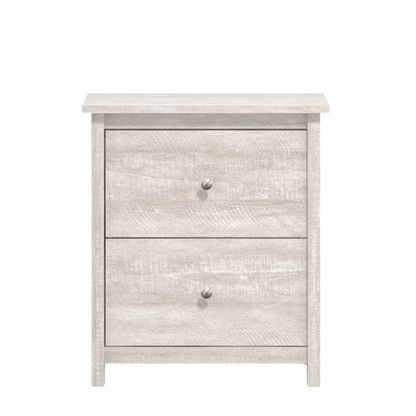 2-Drawer Nightstand – Neutral Engineered Wood, Streamlined Rectangular Design, Four Block Legs, Convenient Storage with Roller-Glide Drawers & Metal Knobs, Perfect for Traditional & Contemporary Bedroom