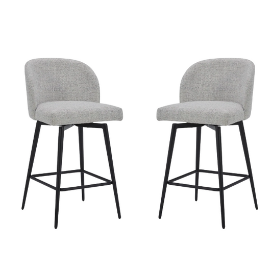 Set of 2 Counter Height Swivel Barstools – Mid-Century Modern Design, Padded Seat with High-Density Foam, 360° Swivel, Sturdy Iron Base, Footrest for Kitchen or Bar