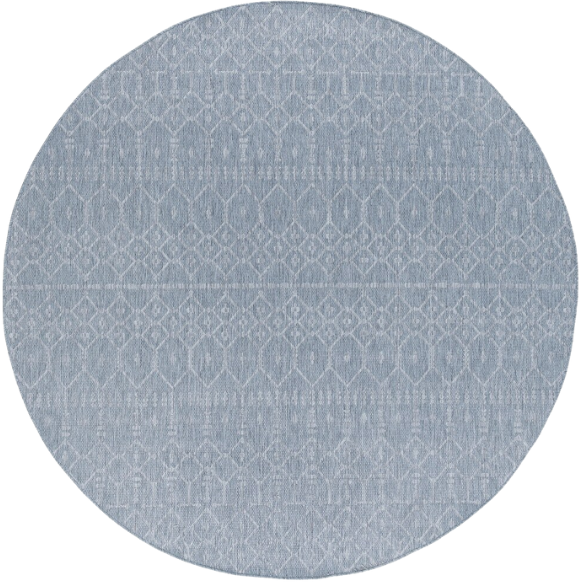 Boho-Inspired Greyish Blue & Ivory Geometric Rug – Fade & Stain-Resistant, Low-Pile, Perfect for High-Traffic Indoor/Outdoor Spaces