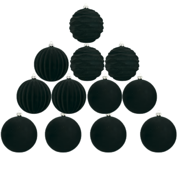 Dark Green Velvet Christmas Ball Ornament Set – 9-Piece Luxury Holiday Décor (10 cm / 3.94 in)
