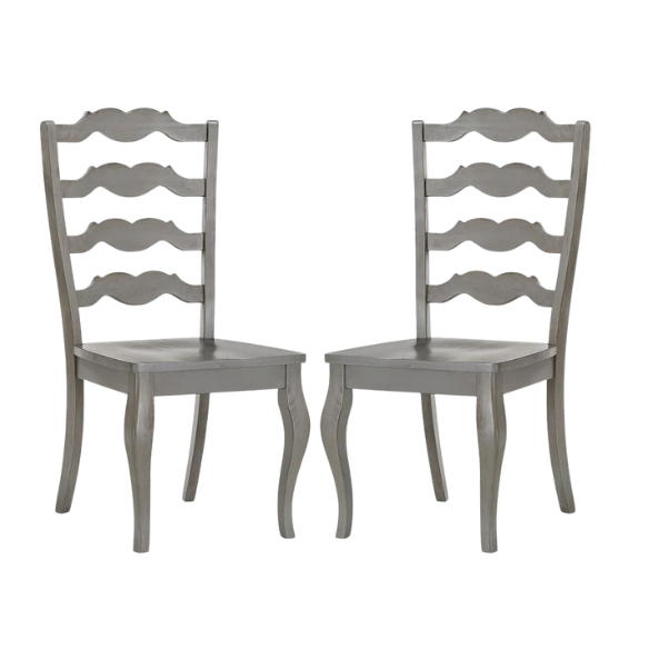 Rustic Ladder Back Solid Wood Dining Chairs (Set of 2) – Farmhouse Style Kitchen or Dining Room Seating
