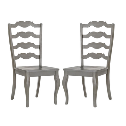 Rustic Ladder Back Solid Wood Dining Chairs (Set of 2) – Farmhouse Style Kitchen or Dining Room Seating